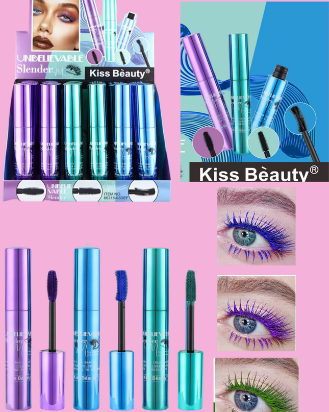 KISS BEAUTY - colors mascara ( blue,purple, green) 3 pcs set