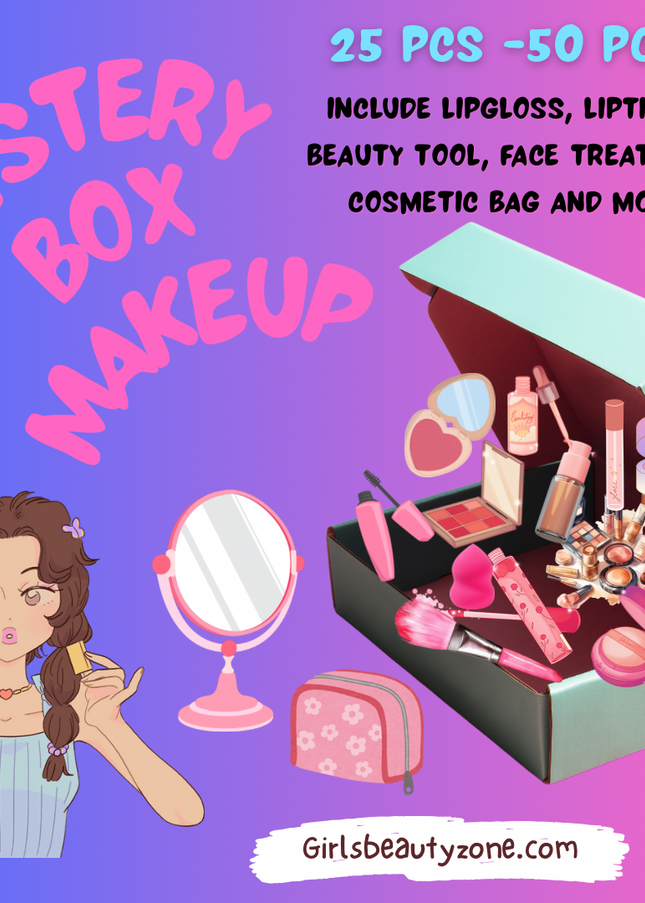 MYSTERY BOX - makeup (25 PCS -50 PCS INCLUDE LIPGLOSS, LIPTICKS, BEAUTY TOOL, FACE TREATMET, COSMETIC BAG AND MORE)